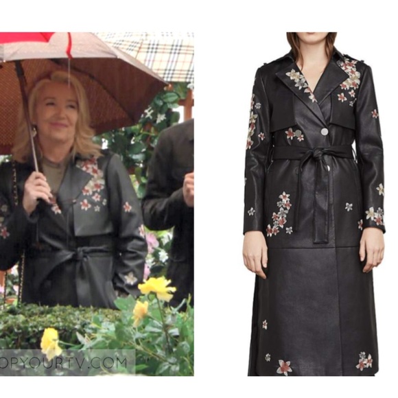 BCBGMAXAZRIA Alix Embroidered Faux Leather Trench Coat - SZ XS - Picture 5 of 11